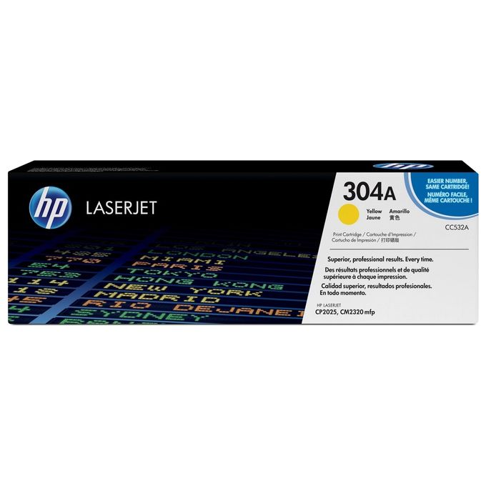 HP CC532A 304A Cartuccia Toner originale giallo per stampa laser resa 2800 pagine colore Giallo