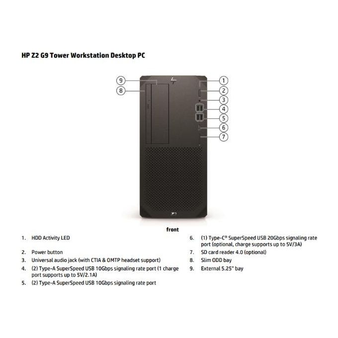 HP Z2 G9 Tower i9-13900k 32Gb Hd 1Tb Ssd Windows 11 Pro