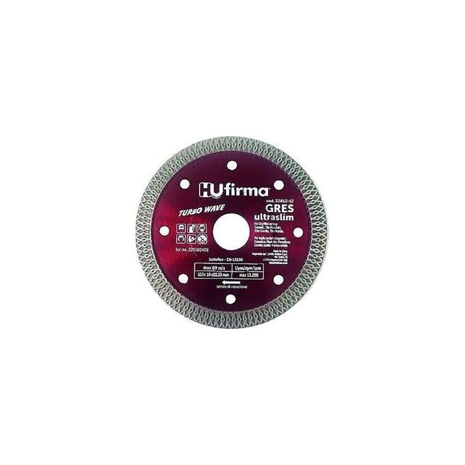 Hu-Firma Disco Diamantato Corona Continua Gres Rosso Dia.115mm
