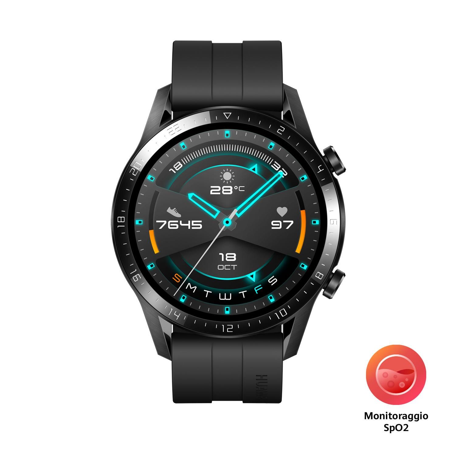 Huawei Watch GT 2 46mm Cassa Nera in Acciaio, Cinturino Nero Orologio GPS |  Acquisti Online su eBay