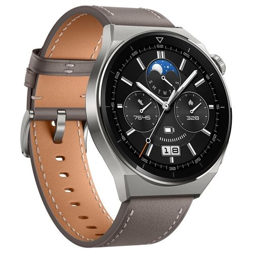 Huawei Watch GT 3 Pro Titanium 46mm 1.43'' Amoled GPS Sport Salute Chiamate Notifiche Gray Leather Strap