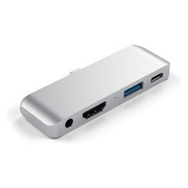 Hub Dock Type C Multiport Silver Hdmi4k-1usbc-1usb3-jack
