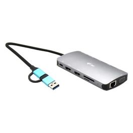 I-Tec USB 3.0 USB-C/Thunderbolt 3x Display Metal Nano Dock with LAN  Power Delivery 100W