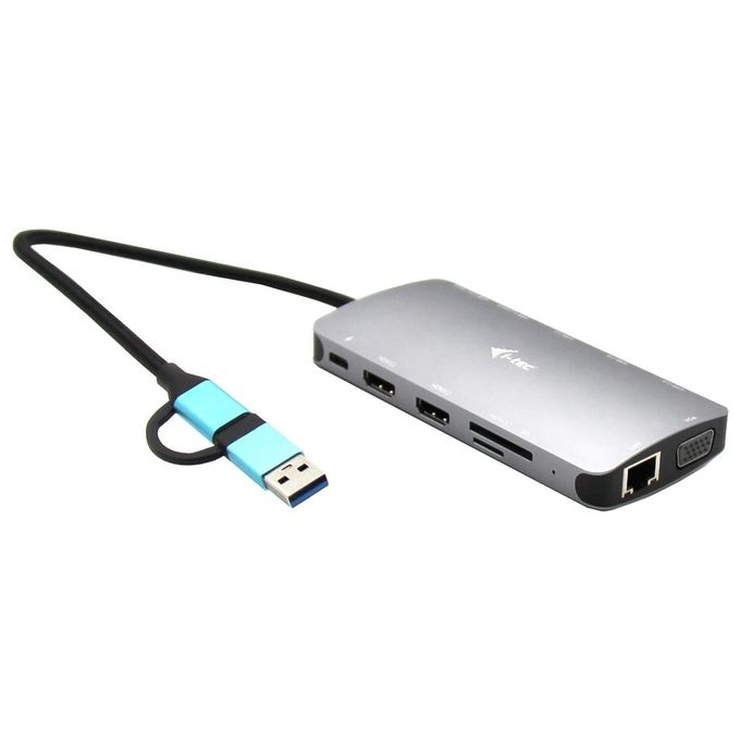 I-Tec USB 3.0 USB-C/Thunderbolt 3x Display Metal Nano Dock with LAN  Power Delivery 100W