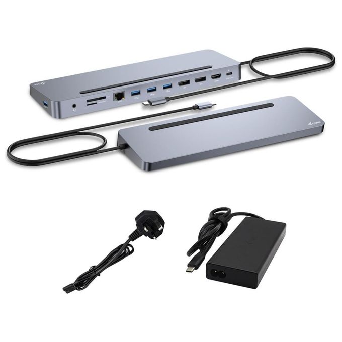 Image of I-Tec Usb-c Metal Ergonomic 3x 4k Display Docking Station With Power Delivery 100W Universal Charger 100W