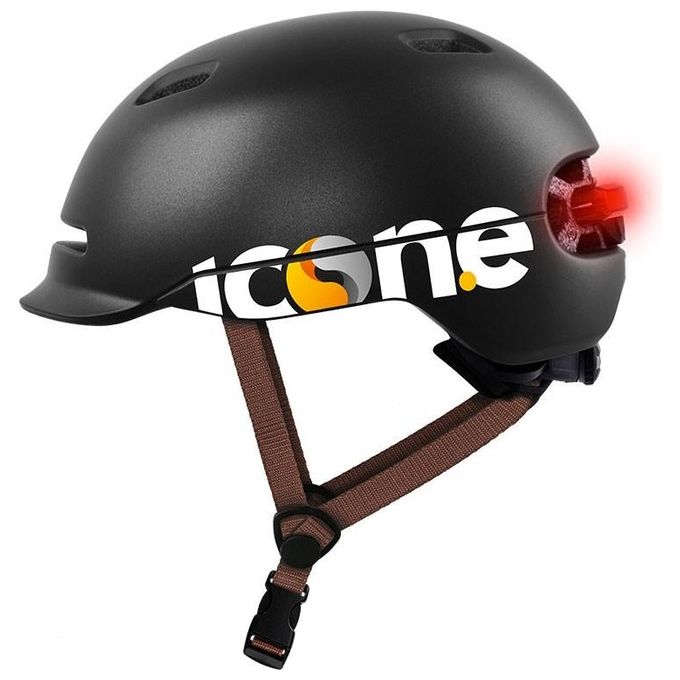 Icone Helmet Air Pure Black Casco Icon.E con Luce Posteriore e Allarme di Caduta