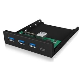 Icy Box IB-HUB1418-i3 Pannello Frontale USB 3 1 x USB-C 3 x USB-A Interno da 3.5" in Metallo Nero