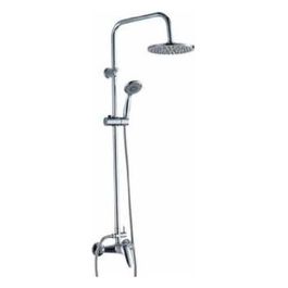 Colonna Doccia con Soffione 20cm e Doccia 3 Getti 8,5cm in Acciaio e Abs Cromo Lucido e Miscelatore Monocomando Incluso