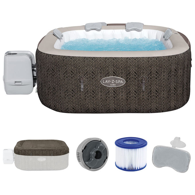 Bestway, Idromassaggio Lay-Z-Spa Cabo Smart HydroJet, 6 Persone, 180x180x71cm, Marrone Rattan