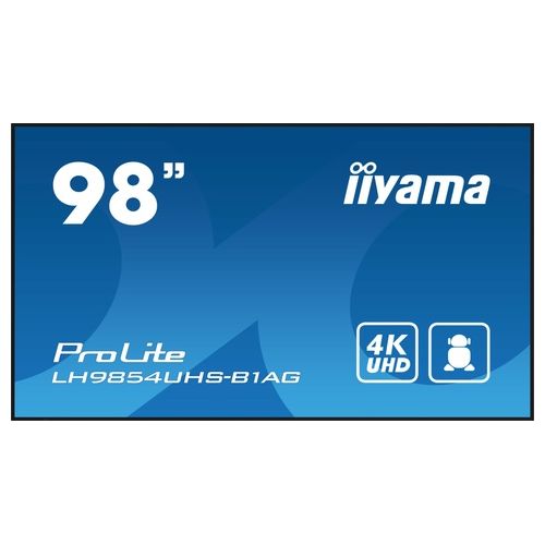 Iiyama LH9854UHS-B1AG Visualizzatore di Messaggi Pannello Piatto per Segnaletica Digitale 97.5" Lcd Wi-fi 500 Cd/m² 4k Ultra Hd Nero Processore Integrato Android 11 24/7
