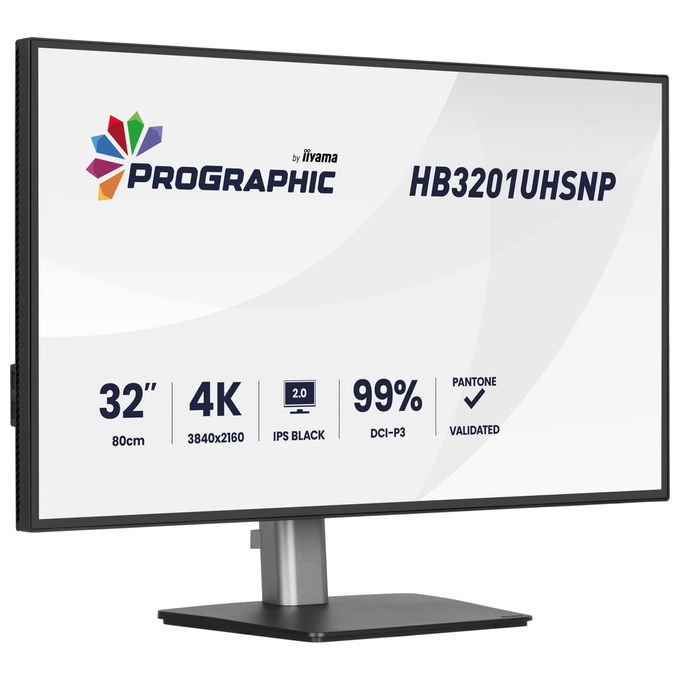 Iiyama monitor ProGraphic 32'' 4K UHD 3840x2160 IPS Black 2.0 99% DCI-P3 Pantone Validated USB-C 96W KVM HB3201UHSNP-B1