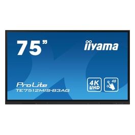 Prolite TE7512MIS-B3AG Display IPS LED 74.5" 4K UHD 40 Punti Touch PureTouch IR VGA HDMI USB-C USB3.0/2.0 RS-232c RJ45 HDMI-Out 7H slot OPS WiFi Android OS AntiGlare