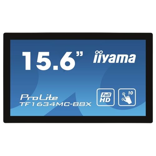 Iiyama ProLite TF1634MC-B8X Monitor Touch Screen 15.6" 1920x1080 Pixel Multi-Touch Multi Utente Nero