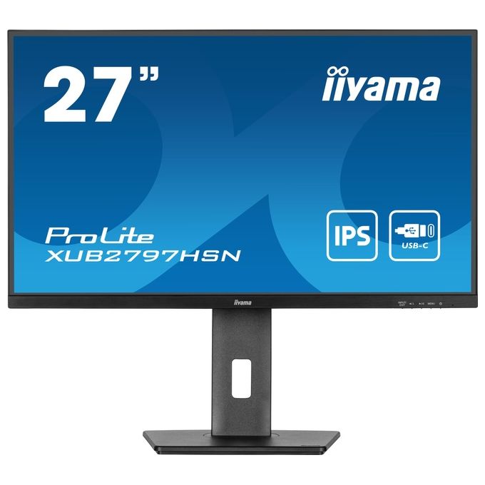 IIYAMA ProLite XUB2797HSN-B2 Monitor LED 27'' 1920 x 1080 Full HD (1080p) @ 100 Hz IPS 300 cd-m² 1000:1 1 ms HDMI DisplayPort USB-C altoparlanti opaco nero