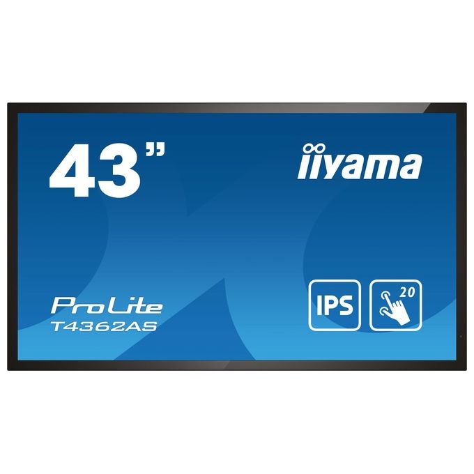 Iiyama T4362AS-B1 Visualizzatore di Messaggi Pannello Piatto Interattivo 42.5'' Ips 500 Cd-m² 4k Ultra Hd Nero Touch Screen Processore Integrato Android 8.0 24-7