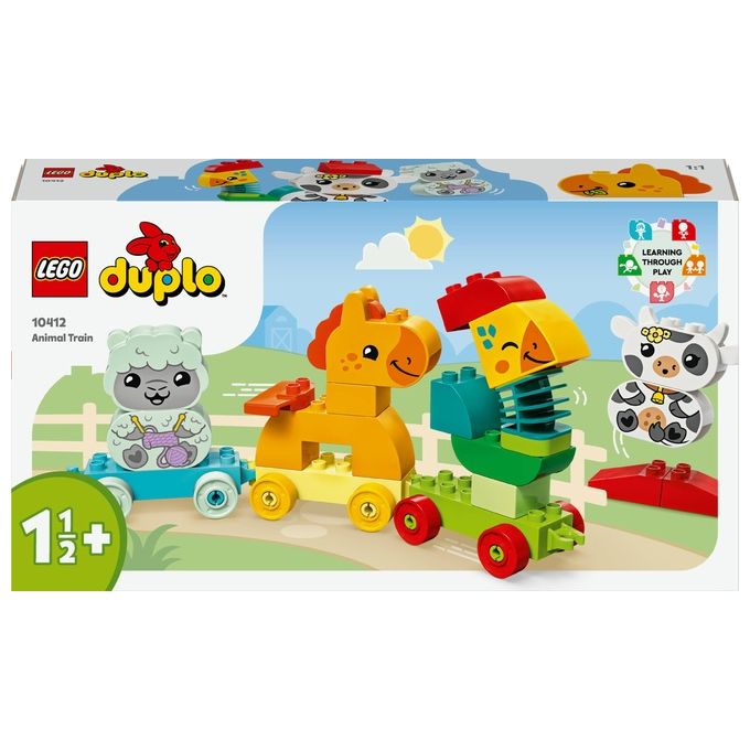 Image of LEGO DUPLO 10412 Il Treno degli Animali, Giochi per Bambini da 1.5 Anni, Giocattolo Educativo per l'Apprendimento Didattico