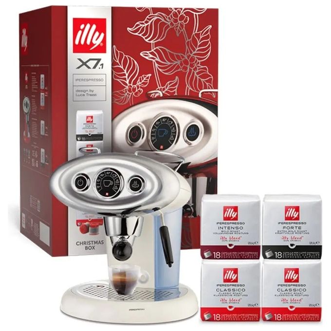 ILLY Macchina Caffe' Iperespresso x7.1 Bianca 4 astucci da 18 capsule