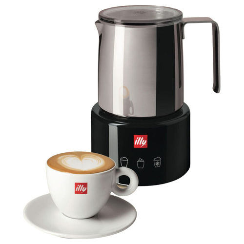 montalatte elettrico nero design di Piero Lissoni per preparare schiuma di latte perfetta in modo rapido e semplice