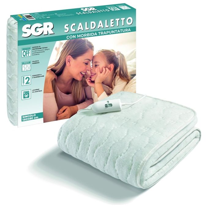 Imetec Scaldasonno Singolo 150x80cm Lavabile 30 Micropeluche Trapun...