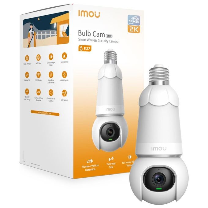 Imou Bulb Cam Telecamera con attacco E27 da 2K (3MP) Motorizzata con rotazione 340° in orizzontale e 90° in verticale con sirena