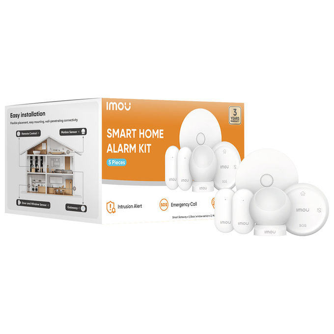 Imou kit allarme Zigbee 3.0 KIT-Alarm(ZG2)-EU-5-I centralina ZG2 2 sensori porte finestre ZD1 sensore movimento ZP1 telecomando ZB1 app Imou Life Alexa e Google