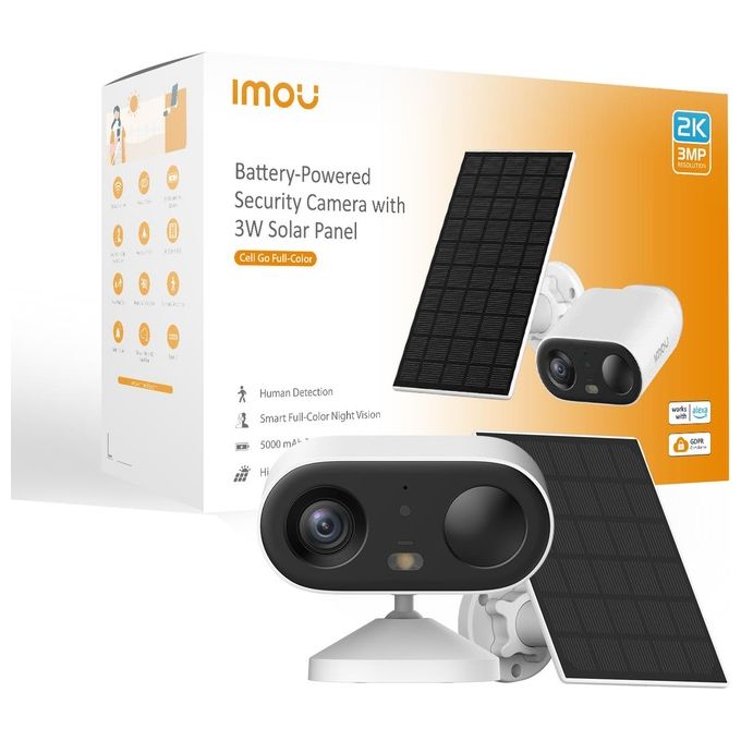 Imou Security Cameras Cell Go Full Color Kit Telecame 2k (3mp)  Pannello Solare