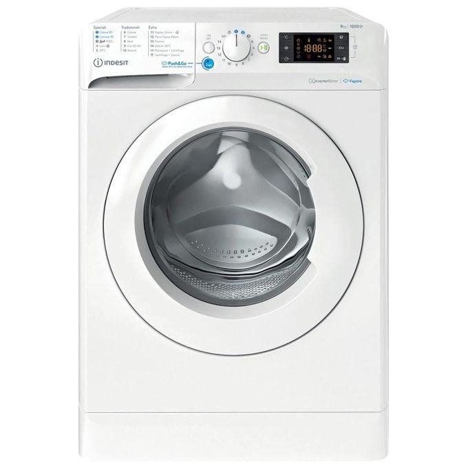 Indesit BWE 91296X WV IT Lavatrice Frontale 9 Kg 1200 rpm Classe A Motore Inverter Partenza Ritardata 16 Programmi (85x60x63 cm) colore Bianco