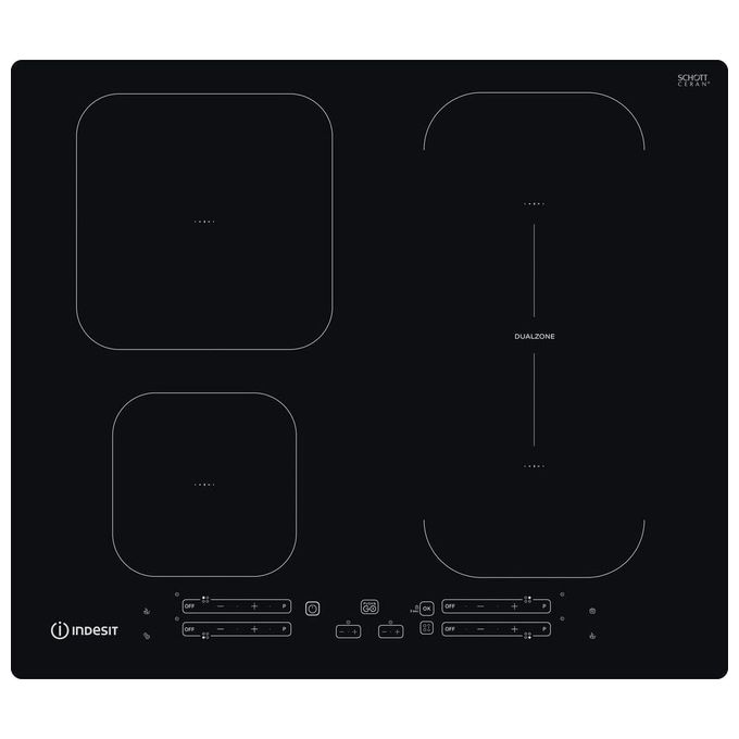 Indesit IB 65B60 NE Piano Cottura a Induzione 4 Zone 59 cm Ceramica Nero