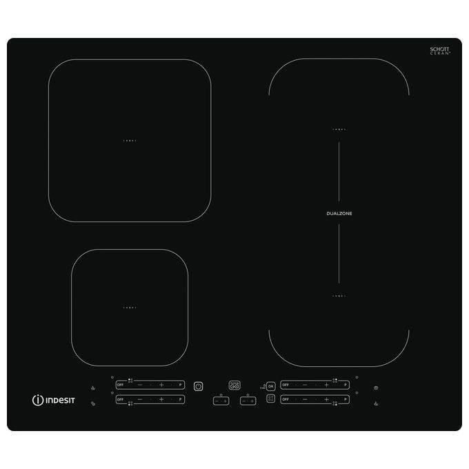 Indesit IB 65B60 NE Piano Cottura a Induzione 4 Zone 59 cm Ceramica Nero