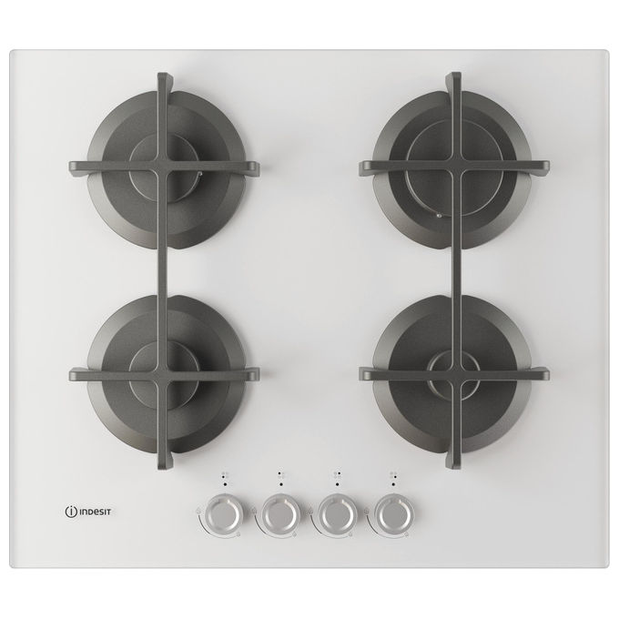 Indesit ING 61T-WH, Piano Cottura a Gas, Vetro Tortora, 60cm, 4 Fuochi