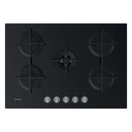 ING 72T/BK Linea Glass Piano Cottura a Gas 5 Zone 1 High Power Flame Griglie in Ghisa 73 cm Nero