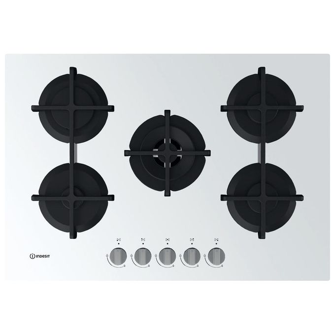 Indesit ING 72T-WH Piano Cottura a Gas 5 Zone High Power Flame Griglie in ghisa 70 cm Bianco