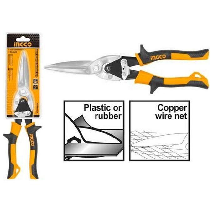 Ingco Htsn0112S Cesoia Dritta Per Plastica Gomma E Ottone 300Mm