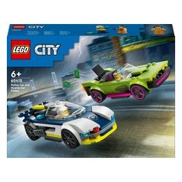 LEGO City 60415 Inseguimento della Macchina da Corsa, 2 Modellini di Auto della Polizia, Giocattolo per Bambini di 6+ Anni
