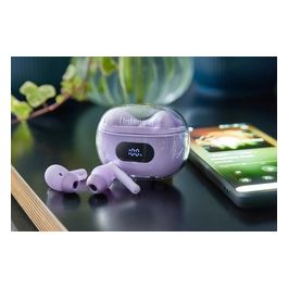 Buds Plus Cuffie TWS True Wireless T313AE con Cancellazione Attiva del Rumore ENC Bluetooth e fino a 25 Ore di Riproduzione Musicale Viola