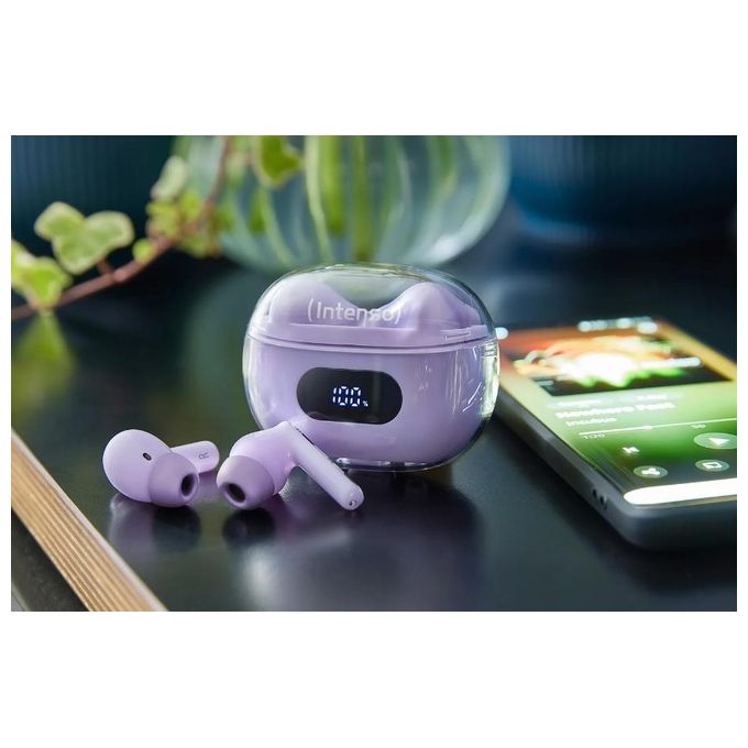 Image of Intenso Buds Plus Cuffie TWS True Wireless T313AE con Cancellazione Attiva del Rumore ENC Bluetooth e fino a 25 Ore di Riproduzione Musicale Viola