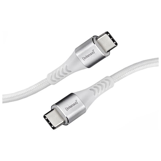 Intenso Cavo USB C315C USB-C a USB-C Cavo Dati e Ricarica Power Delivery fino a 60 Watt Nylon 1.5mt Bianco