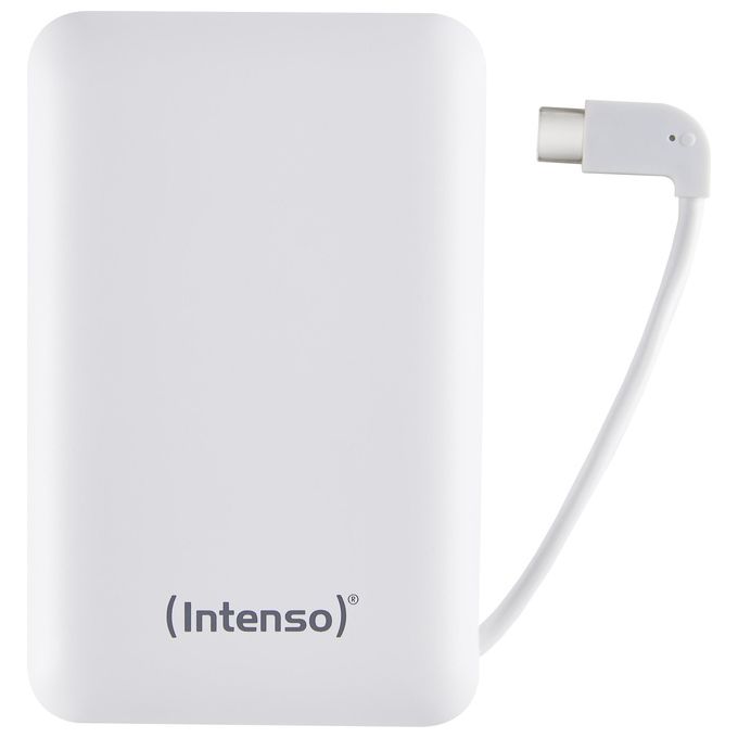 Intenso Powerbank XC10000 Caricabatterie Portatile con Cavo Usb-C Integrato 10000mAh Bianco