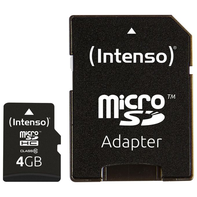 Intenso Scheda di Memoria microSDHC da 4Gb Classe 10 con Adattatore SD