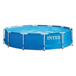 Struttura In Metallo Piscina Tubolare Tondo 366 x 76 cm Blu Senza Pompa Filtro 366 x 76 cm Blu