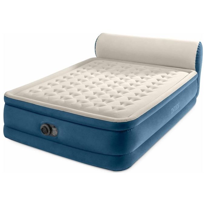 Image of Intex 64460ND - Materasso Gonfiabile Matrimoniale SilkyBed con Testiera e Pompa Elettrica Integrata, 229x152x79 cm