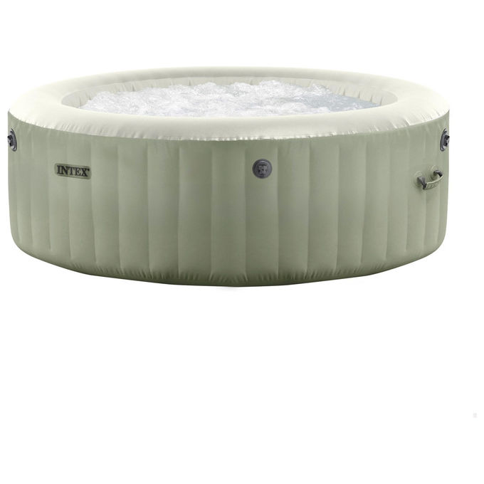 Intex, Idromassaggio Gonfiabile Rotonda, 4 Posti, Verde Oliva, Bubble Spa Set, 196x71 cm