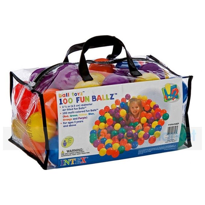 Image of Intex Set 100 Pz Palline Colorate Da 6,5 Cm Gallegianti Per Bambini Per Gonfiabili