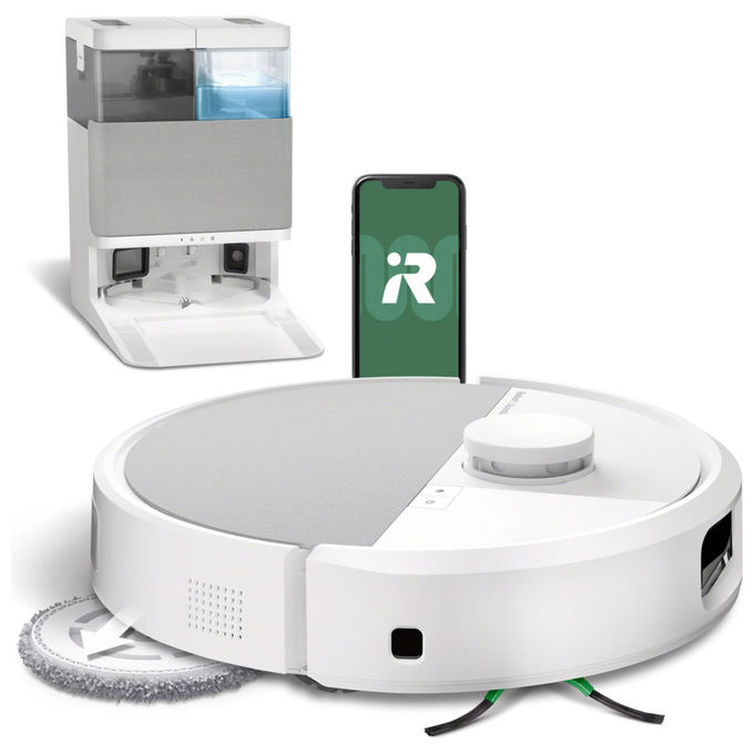 IRobot N185240 Roomba Plus 505 Combo Robot aspirapolvere LiDAR 105 min AutoWash Dock Wi-Fi Alexa Google colore Bianco