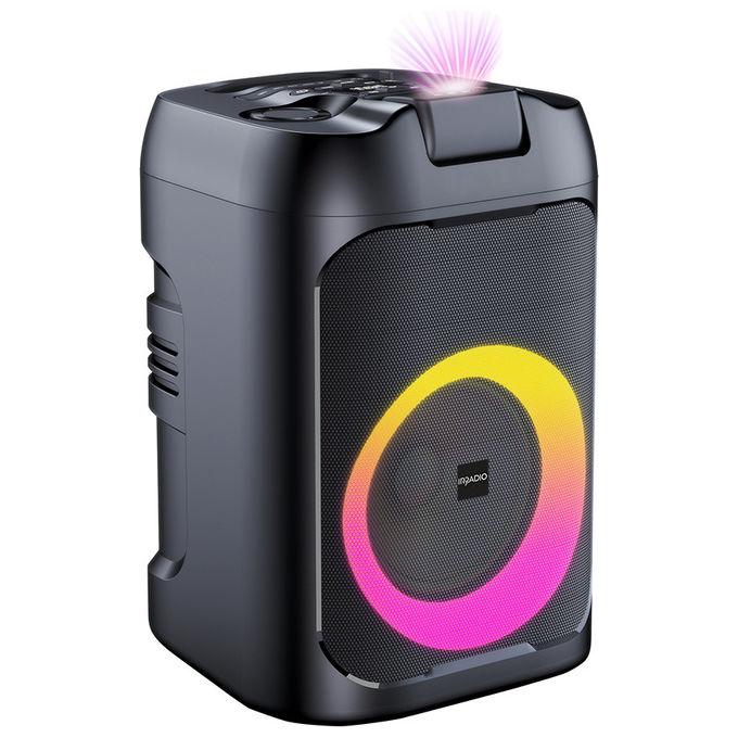 Irradio 550922122 Altoparlante da Festa 60W Nero con Microfono Wireless e Laser RGB