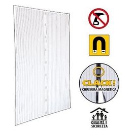 Irs Zanzariera a Tenda Magnetica per Porte Bianco 120cm 2 Pannelli da 60cm x 240cm