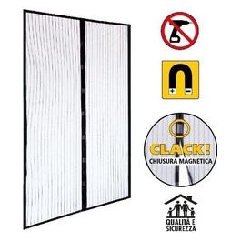 Zanzariera a Tenda Magnetica per Porte Nero 120cm 2 Pannelli da 60cm x 240cm