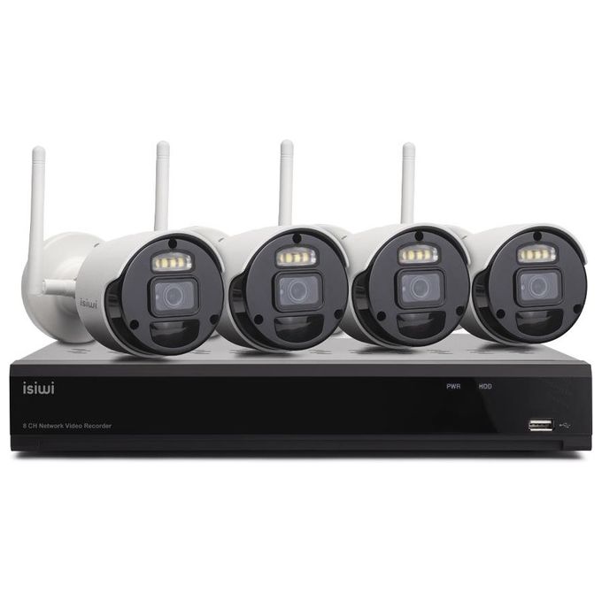 Isiwi ISW-K1N8BF2MP-4 GEN1 Kit Wireless Nvr 8 Canali  4 Telecamere Ip 1080p