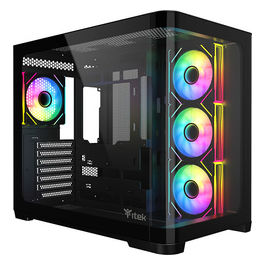 Dark Cave Curved Tower Nero, Gaming ATX con 4 Ventole ARGB