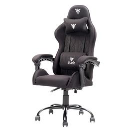 itek Gaming Chair RHOMBUS FF10 - Tessuto, Doppio Cuscino, Schienale Reclinabile, Nero Nero